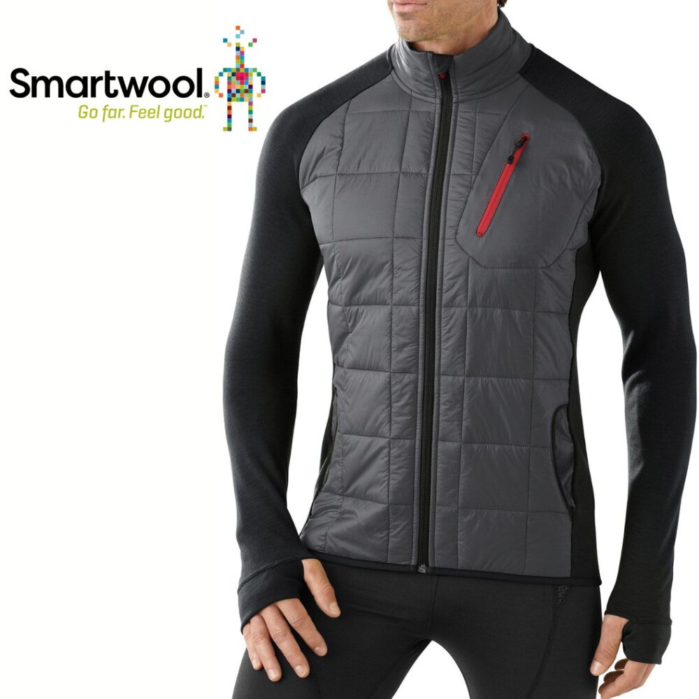 Smartwool Men's Ski Jacket in Gray with Black Sleeves and Red Zip Accents
